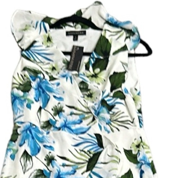 Banana Republic white green and blue raffle high low maxi dress size 2new - Picture 12 of 12